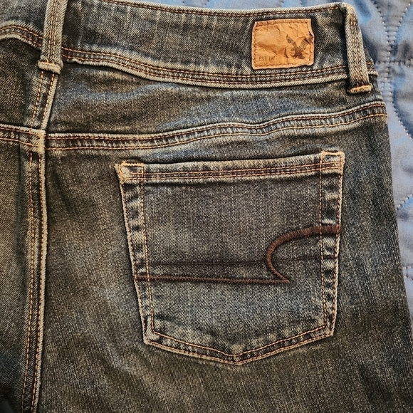 American Eagle Kick Boot Stretch Denim Blue Jeans Women's Size 6 Short Flare EUC - Picture 4 of 8
